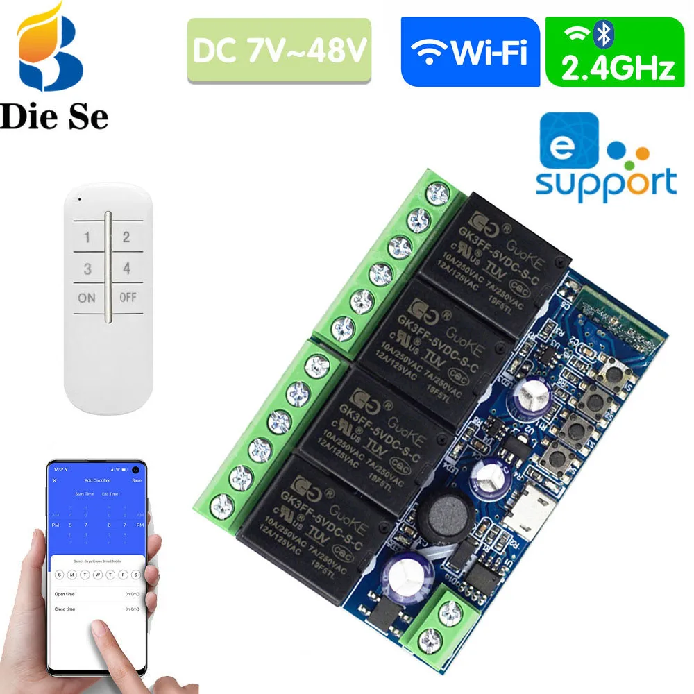 EWeLink WIFI Smart Switch DC 12V 24V 48V Module 4 Channel Relay ...