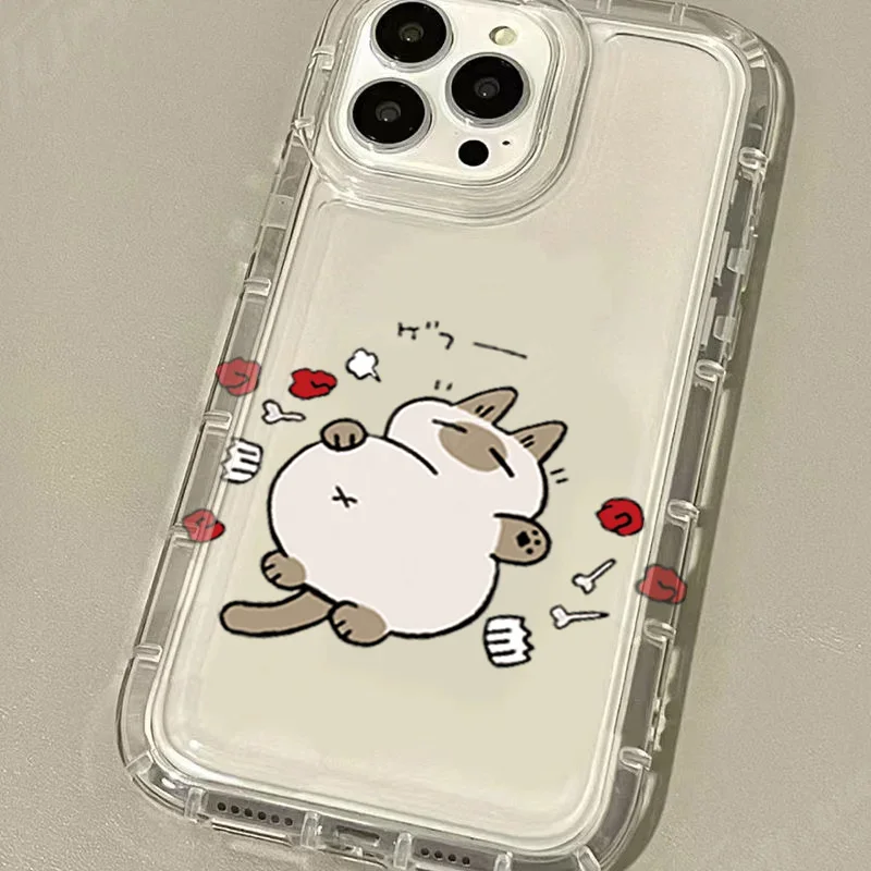 Siamese Cat Cartoon Flower Protective Phone Case