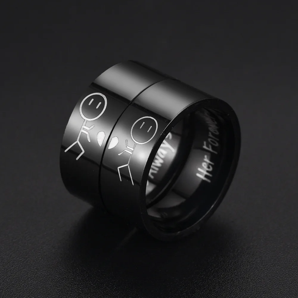 Titanium Steel Ring For Men Women Interesting Couple Ring Lovers Promise Ring Fashion Jewelry Brithday Christmas Gift Wholesale 4