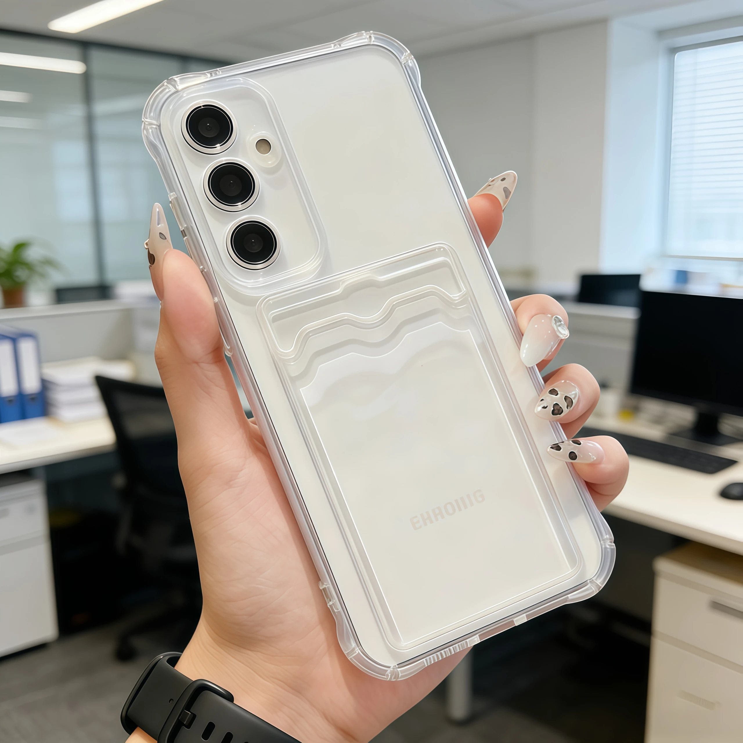 Shockproof Clear Silicone Phone Case with Card Slot Back Cover