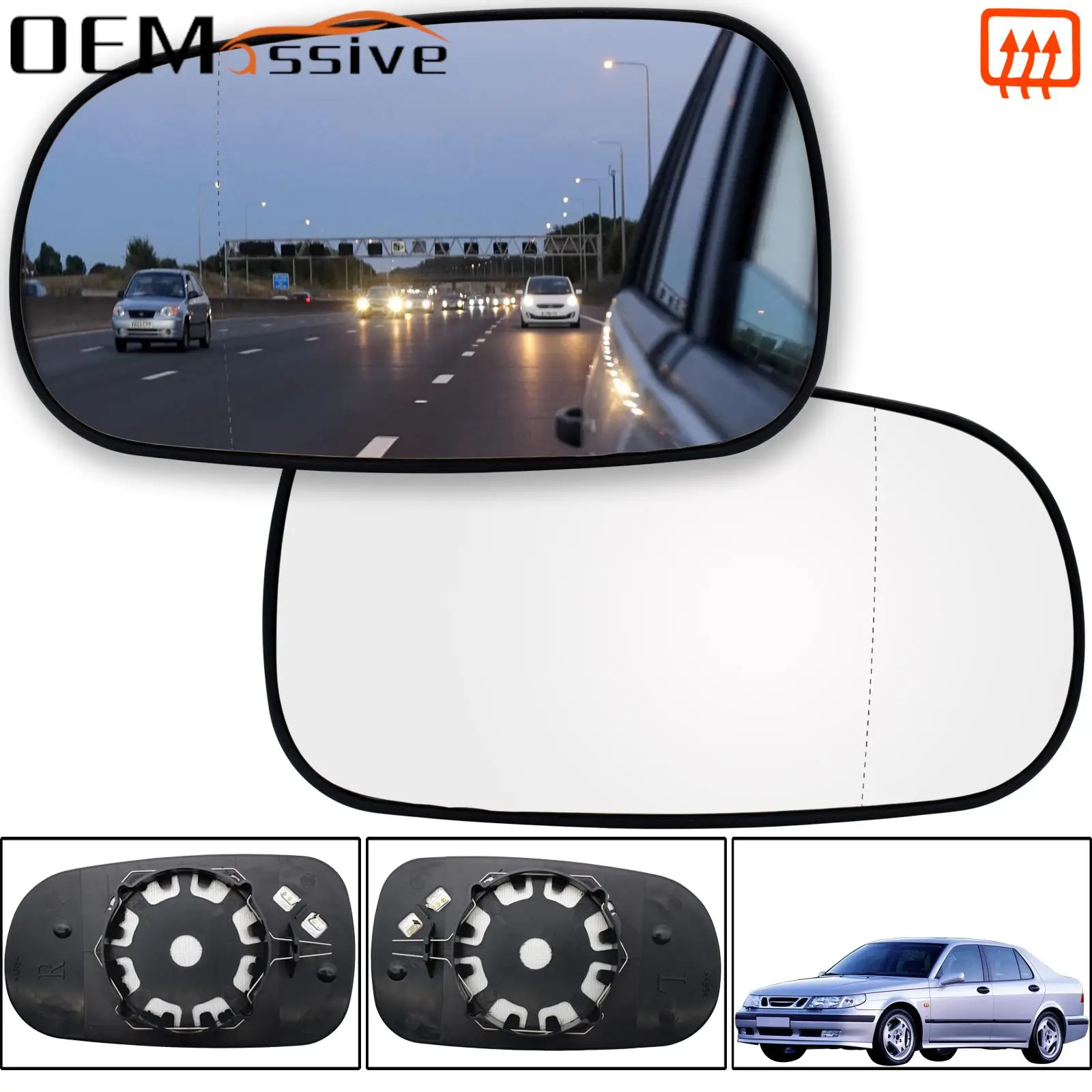 

For Saab 93 95 9-3 9-5 2003 - 2012 Left Right Driver Passenger Side Wing Mirror Glass Heated Wide Angle Rear View Rearview Plate