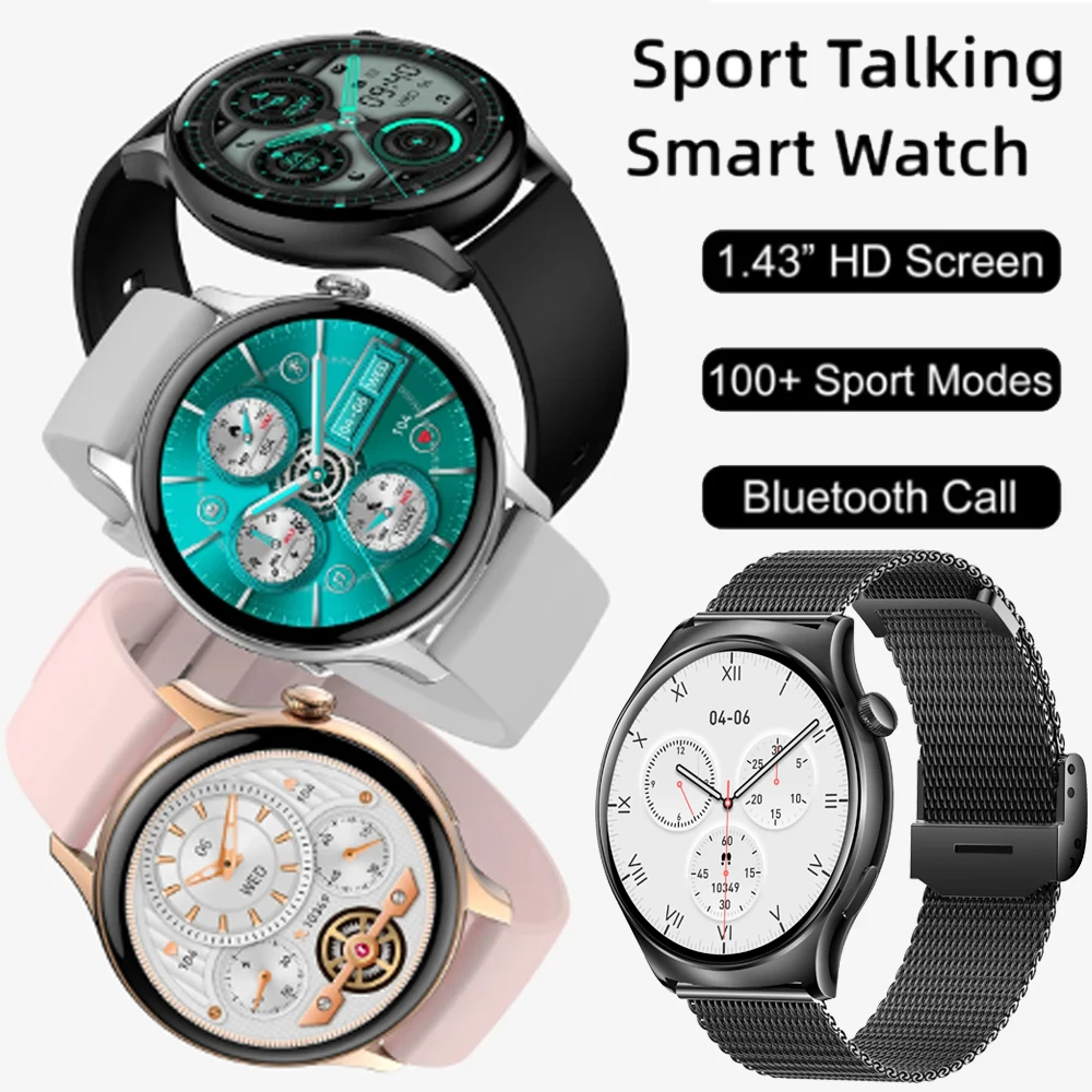 

Round Smart Watch Full Touch Screen Sports Fitness Tracker Waterproof Women's Men for Samsung Galaxy Note20 Vivo X Fold 2 POCO