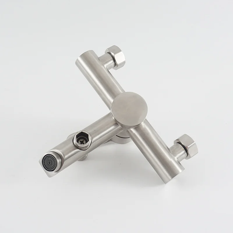 1PC Bathtub Faucet SUS 304 Stainless Steel Hot and Cold Water Mixer Two Holes Triple Sink Bathroom Tap Wall Mounted 2
