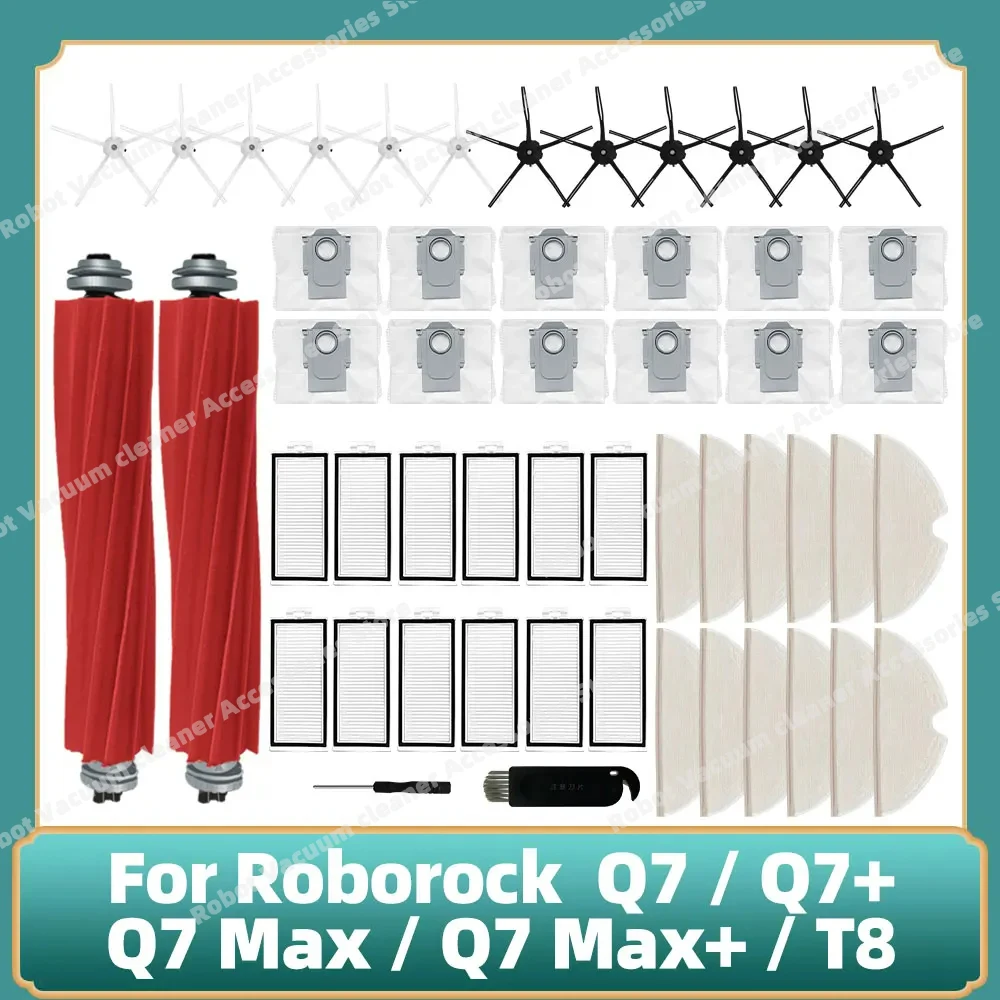 Compatível com Roborock Q7q7+q7 Maxq7 Max+t8 Aspirador Robô Capa de Escova Principal Lateral Filtro Hepa Mop Bolsala de Poeira