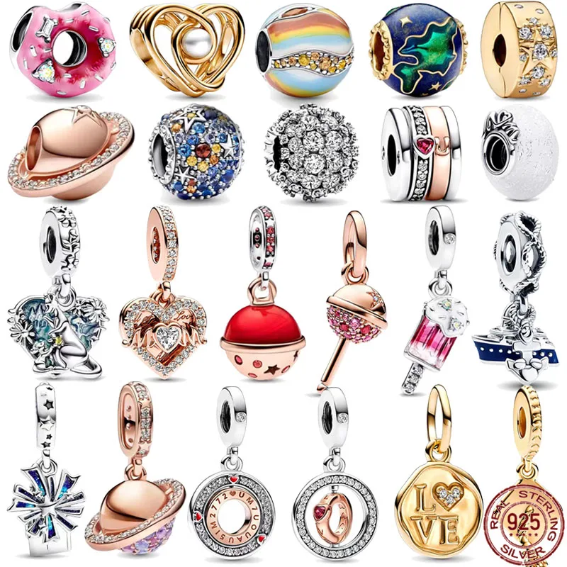

2023 New 925 Sterling Silver Shiny Donut Star Bell Pendant fits Original Pandora Bracelet DIY Exquisite Gift