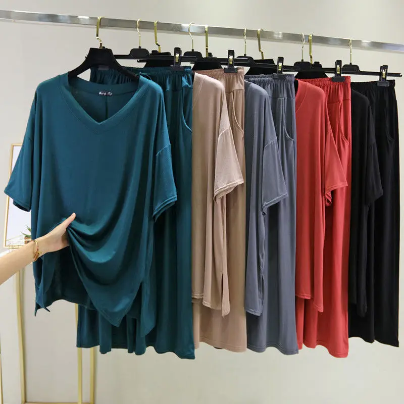 

Пижамный комплект Женский из модала, Свободная Домашняя одежда, одежда для отдыха, одежда для сна, E39, весна-лето