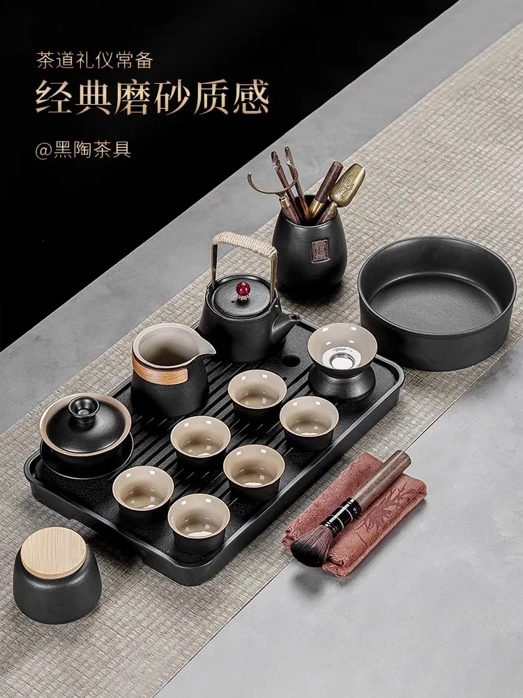 Ceramic Purple Clay Tea Set Kung Fu Pot Infuser Solid Wood Tea Tray Teapot Teacups Drinkware Chinese Gaiwan High-grade