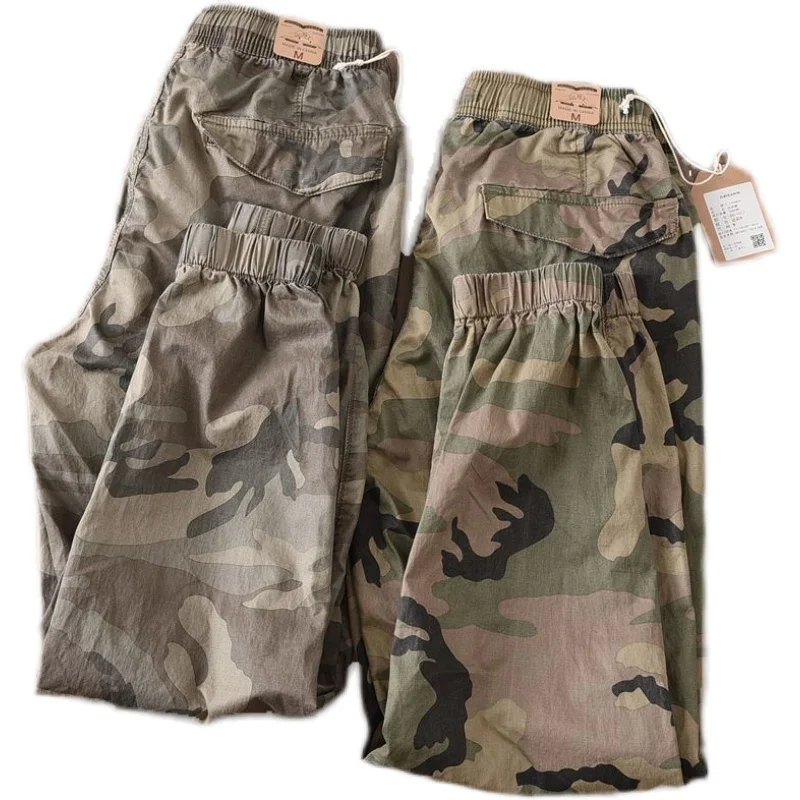 

Мужские осенние повседневные брюки, свободные леггинсы, большой размер, камуфляжные брюки парашютника, красивые брюки с разрезом