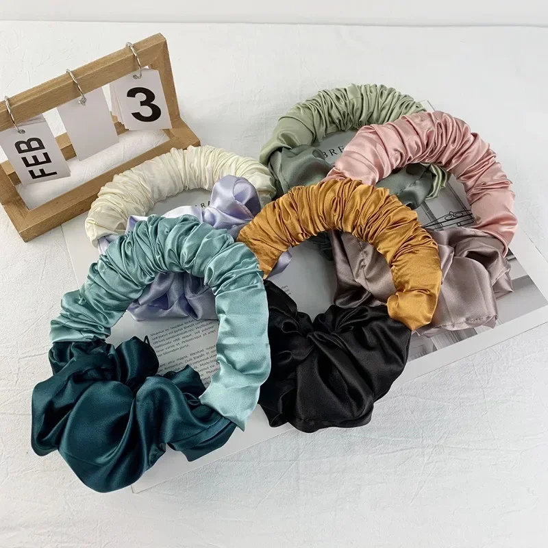 Heatless Curling Silk Scrunchies Soft Elastic Satin Hair Ties Sleepy Styling Accessories Ponytail Holder hair styling tool hair curling tools