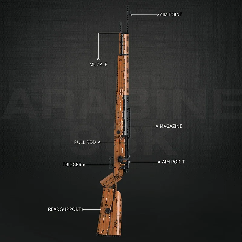 1028PCS Kar98K Building Block Model Can Shoot Heavy Sniper Rifle Assemble Bricks WW2 Weapons Series Kids Wargame Toys Idea Gifts 4