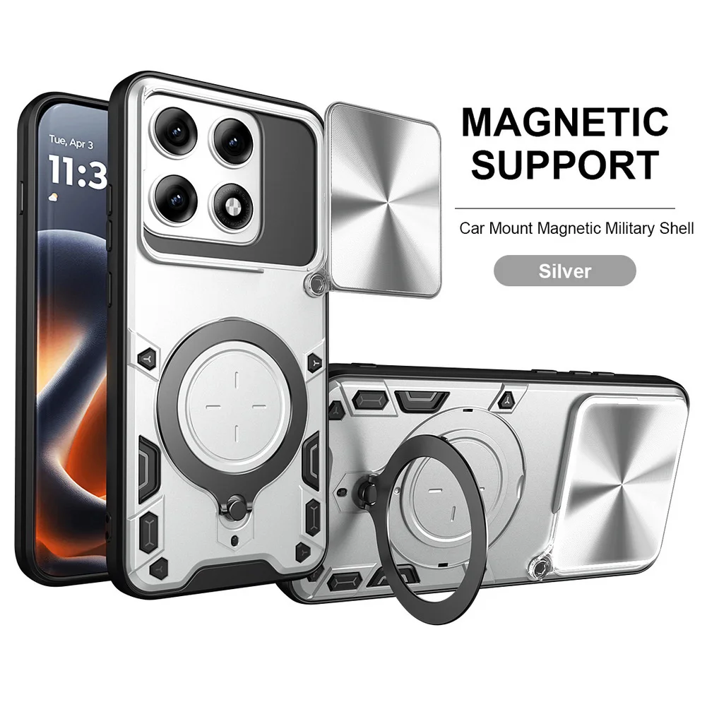 Signature Armor Metal Ring Camera Protective Case with Rotating Holder Cover