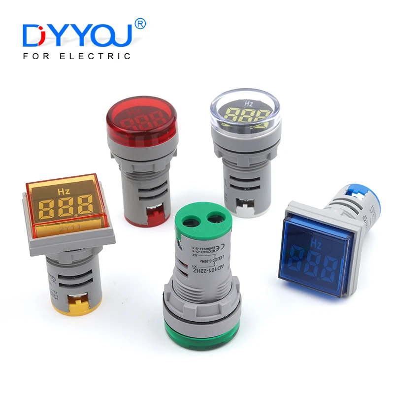 22mm Square/Round LED Digital Display Hertz Meter 0-99Hz Frequency Tester Meters Indicator Light AC 50V-500V