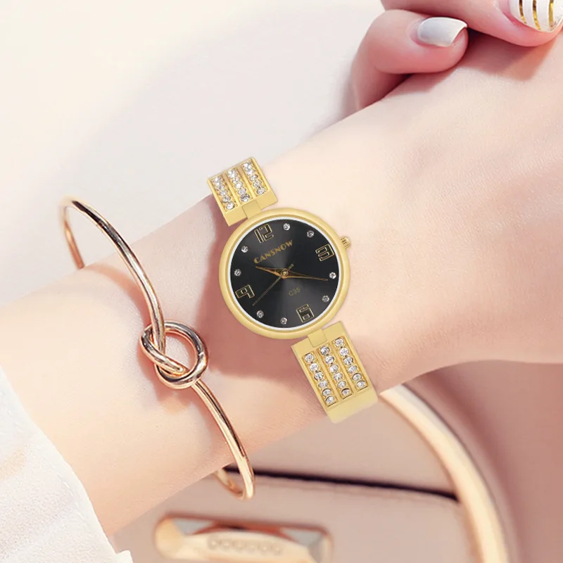 New Rhinestone Luxury Women Watches Female Fashion Gold Ladies Bracelet Watch Stainless Steel Bangle Wristwatch Dropship Reloj 4
