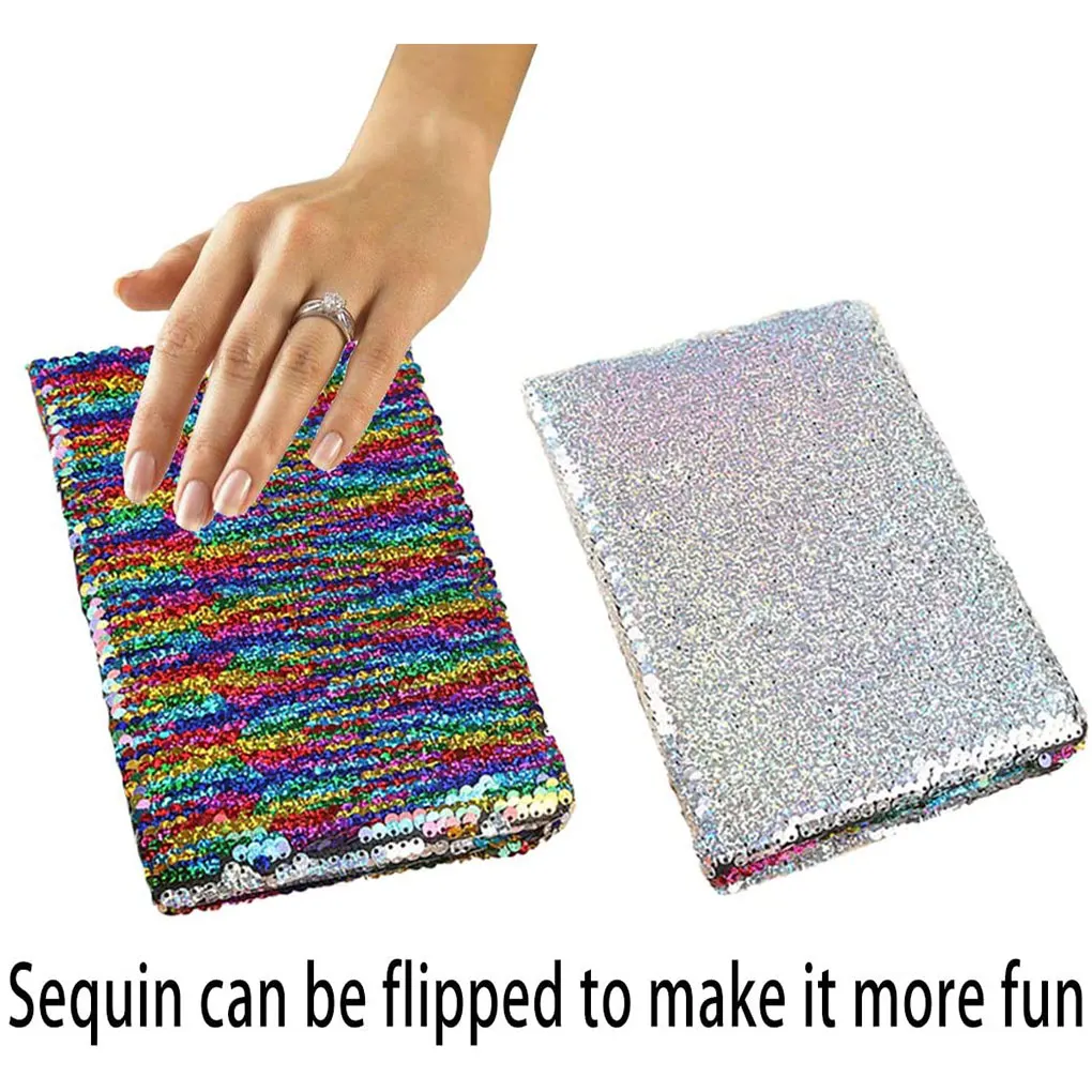 Fashionable Glitter Colourful Sequin Diary Notepad 21*14cm Small A5 Journal Paper Notebook Office School Supplies