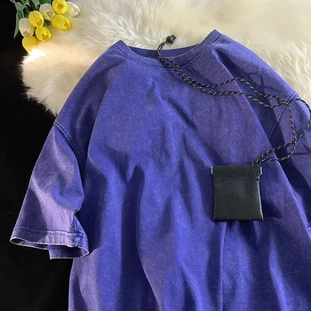 Quality Oversized Acid Washed Y2K T Shirt men Vintage T-shirts Streetwear Mineral Wash Tee Shirts boy Loose Luxury Brand Tops 2