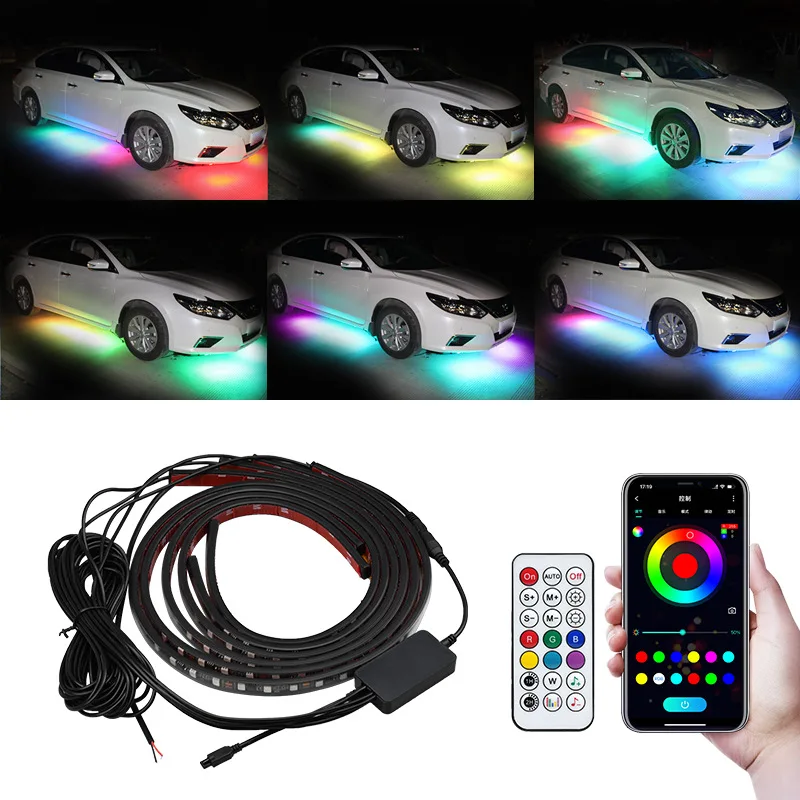 

Car Underglow Neon Flexible Strip Lights RGB Light for Car 12v Led Ambient Light Music Decorative Bottom Atmosphere Chassis Lamp