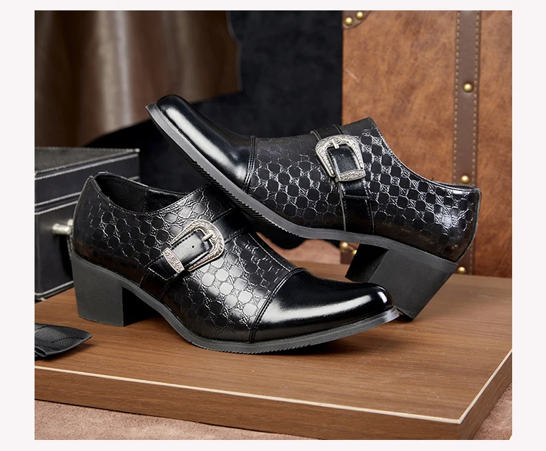Modische braune Abendschuhe für Herren, Reißverschluss, High Heels, Oxfords, spitz, Übergröße 46, Lederschuhe, Erhöhung der Körpergröße, Herren-Hochzeitsschuhe – Detail 16