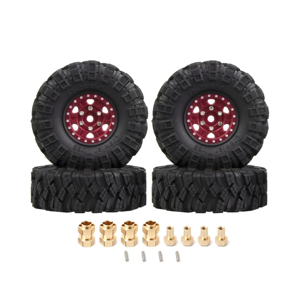 

4Pcs 62X21mm 1.0 Inch Metal Beadlock Wheel Rim Tire Set for 1/18 1/24 RC Crawler Car Axial SCX24 AX24 TRX4M FCX24,1