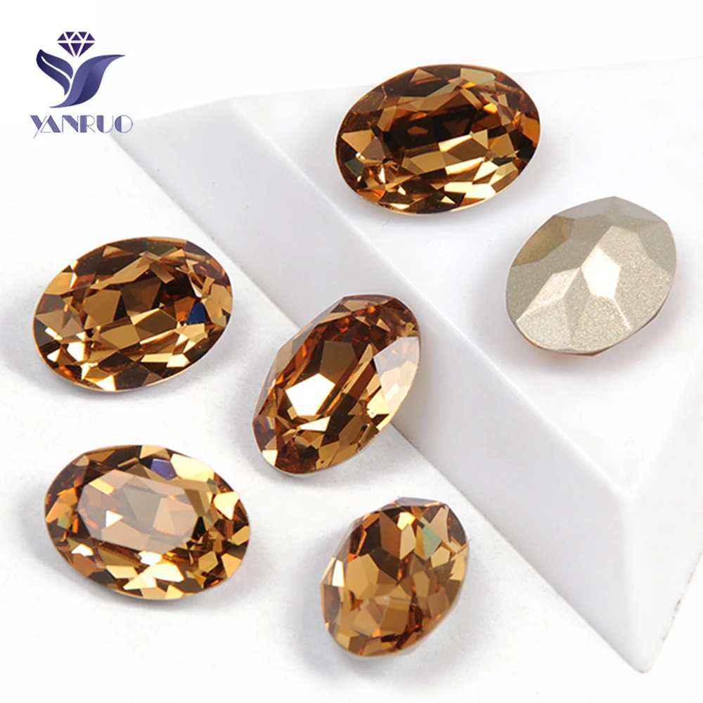 

YANRUO 4120 Овальный Коль топаз K9 кристаллы стекло аппликация для шитья Стразы Пришивание когтей заостренные камни для одежды