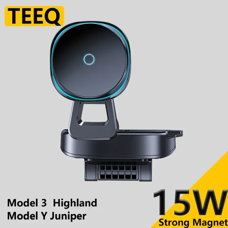 TEEQ Autotelefonhalter für Tesla Model Y Juniper Model3 Highland verstellbare magnetische kabellose Lade-Kühlhalterung