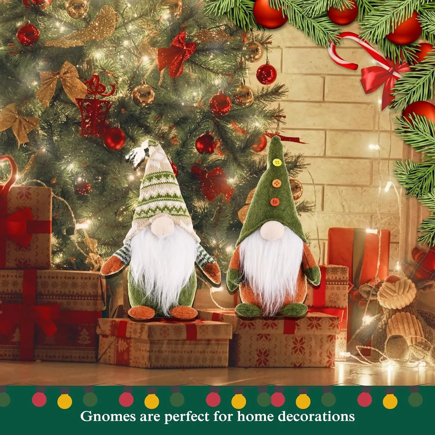 2 Gnomi Autunnali Con Luce LED – Decorazione Peluche Per Ringraziamento, Casa E Giardino, 17 Cm, Portafortuna