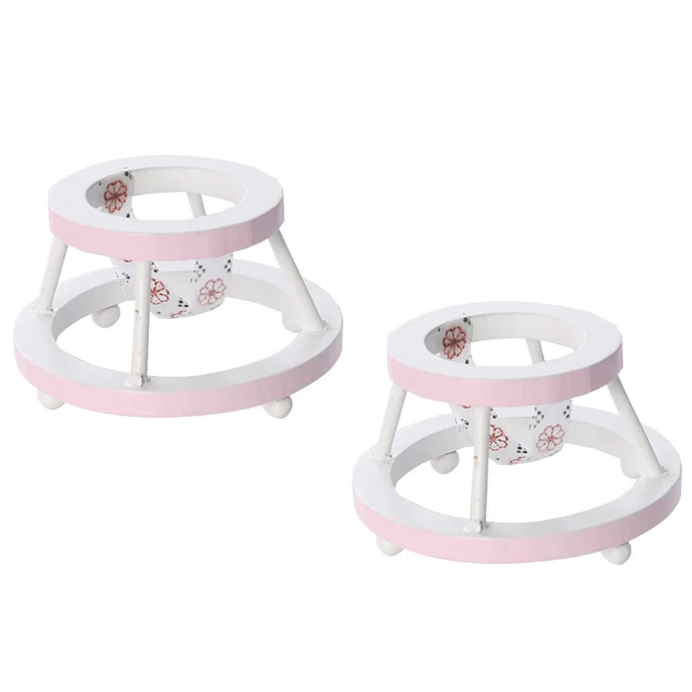

Dollhouse Baby Walker Decor Toys Miniature Wooden Stroller Household Prop Accessory Model Simulation Life Supply