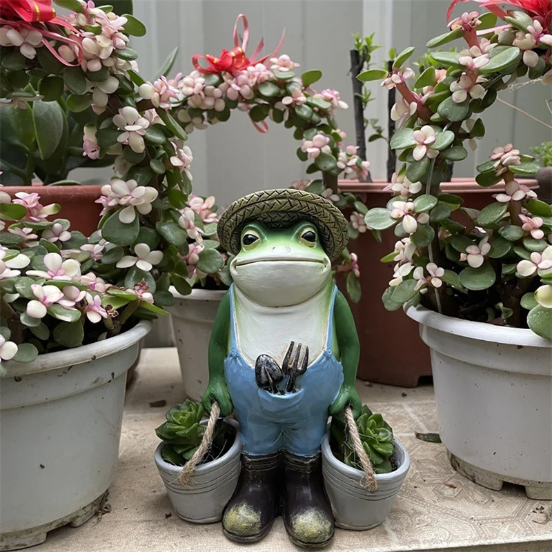 

Frog Figurine Garden Animal Statue Ornament Flowerpot Succulents Flower Pot Creative Home Garden Decoration Desktop Green Plant