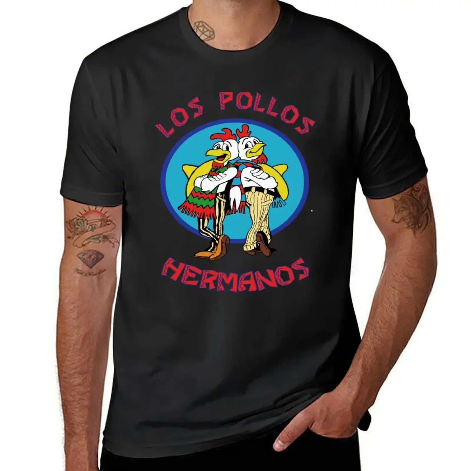 

Летняя одежда Los pollos футболка с надписью hermanos, плотные футболки из хлопка для мужчин