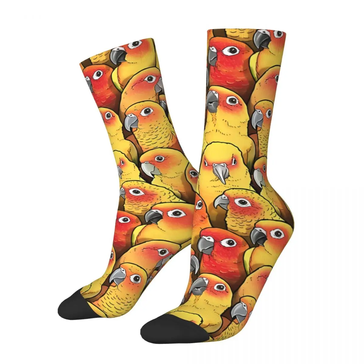 

Retro Sun Conures Men's Socks Parrot Pet Bird Unisex Street Style Seamless Printed Funny Crew Sock Gift