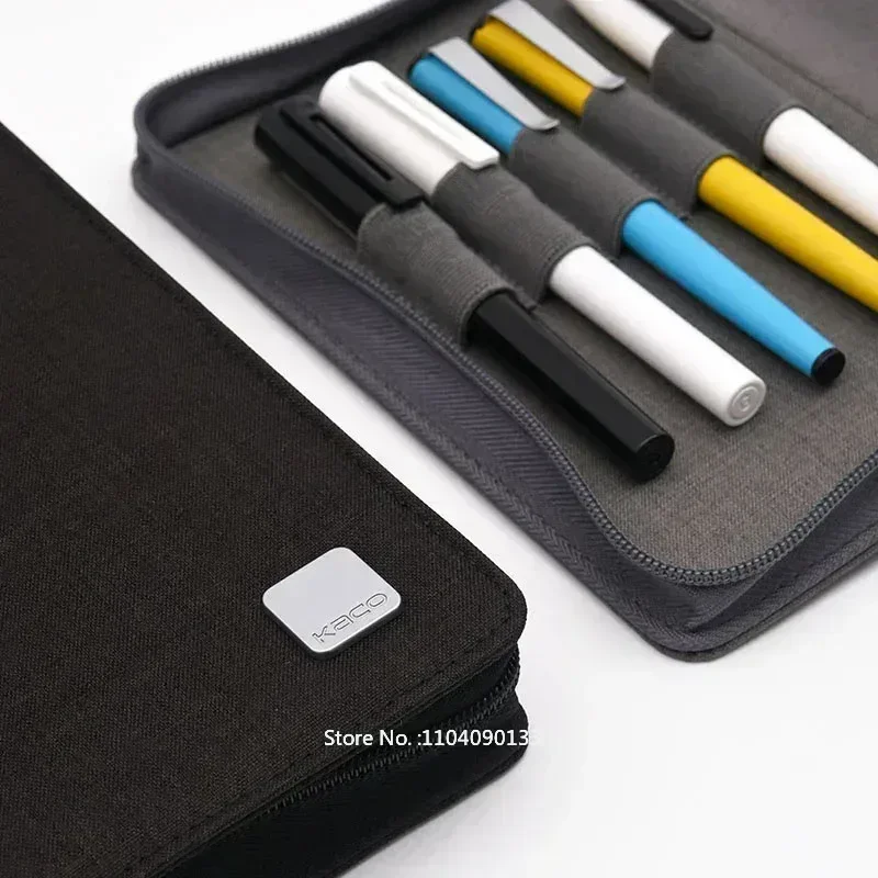 KACO ALIO Pen Storage Bag Portable Zipper Pencil Bag Pen Case Waterproof Canvas Black Grey for 10 20 Pens
