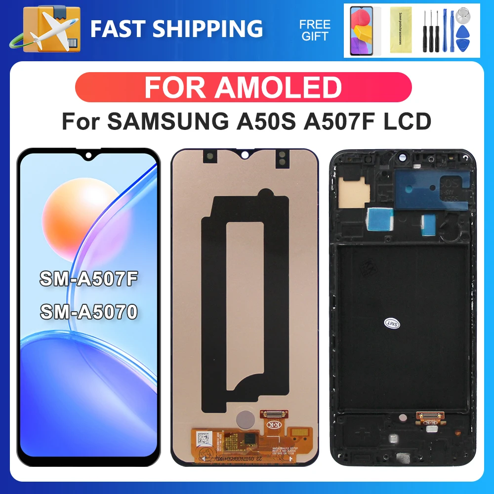 

A50S For Samsung 6.4''For AMOLED A30 A50 A507F A507FN A5070 A507F/DS LCD Display Touch Screen Digitizer Assembly Replacement