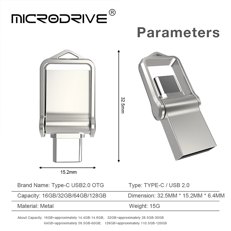 USB Flash Drive 2.0 USB C OTG 16GB 128 64 32GB For Xiaomi Redmi5 For S9 Plus Note 9