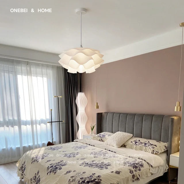 Lámpara LED nórdica moderna, luz de techo de flores acrílicas para sala de estar, dormitorio, comedor, iluminación interior de ahorro de energía blanca cálida 3