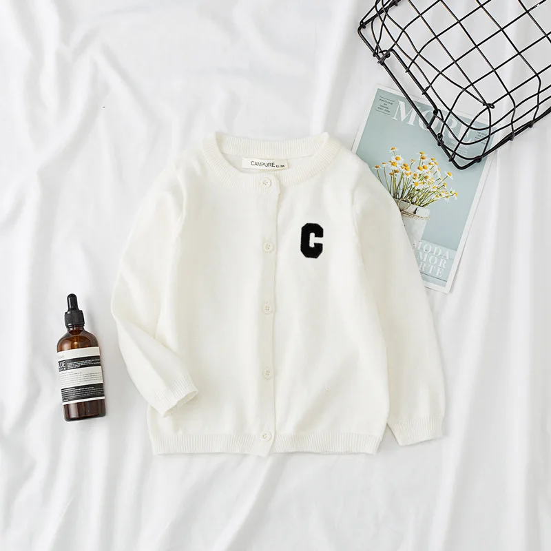 Autumn Kids Cardigan Sweaters Baby Girl Clothes Cartoon Letter Solid Cotton Sweater Boys Children Clothing Knitted Kids Sweaters