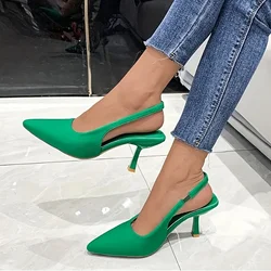 Women's High Heels Luxury Shopping High Heel Sandals Fashion Women's Stiletto Heels Slingback Casual Slippers Wedding Bride 2024