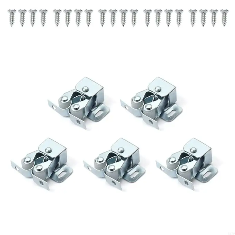 587E Pack of 5 Door Catches Double Roller Strong Hold Cupboard Cabinet Door Catches