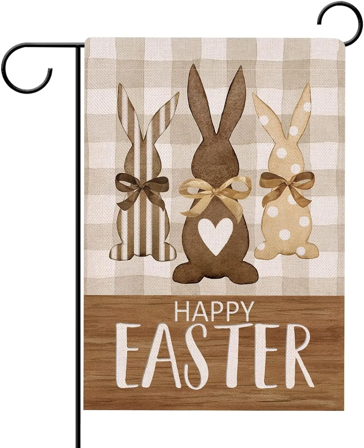 

Happy Easter Bunny Garden Flag Double Sided Rabbit Buffalo Plaid Check Polka Dots Stripes Decorative Yard Outdoor Home Decor