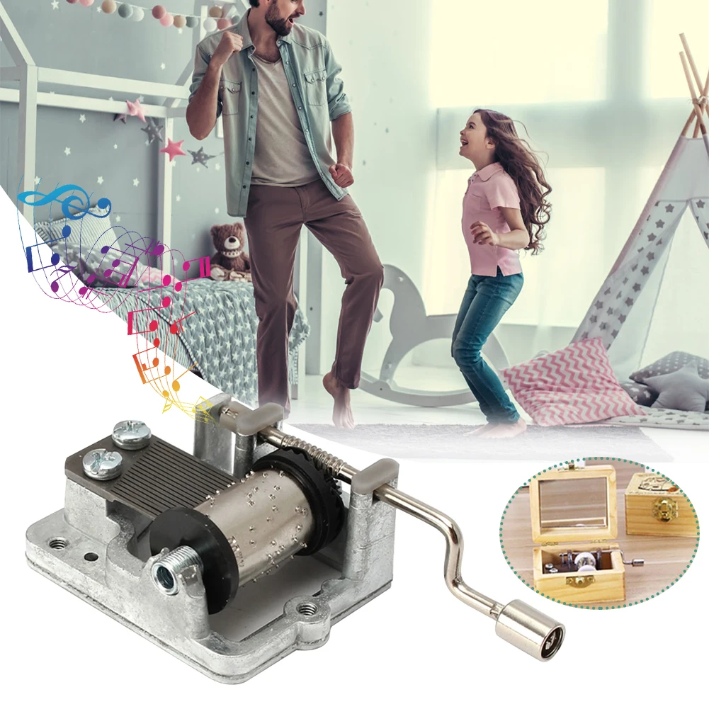 Mini Hand Cranking Music Movement Five Songs Choice DIY Music Box Home Decorative Collectibles Mechanical Hand Crank Music Box 3