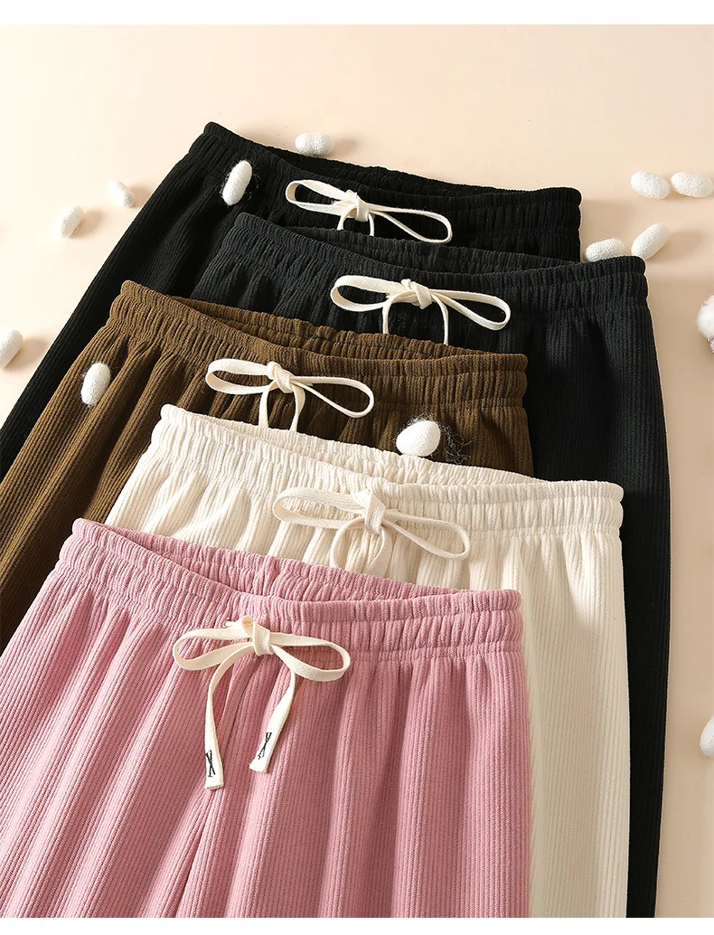 

Корейские модные плюшевые широкие брюки, вельветовые прямые белые брюки с шваброй, повседневные брюки Pantalones Holgados Mujer Traf 2023 женские брюки