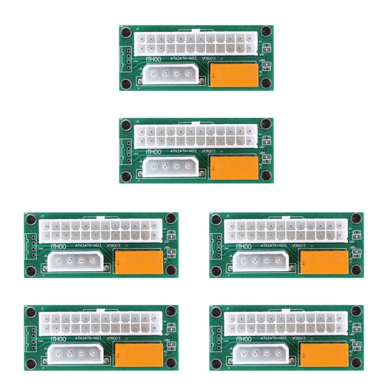 

6 Pack Dual PSU Multiple Power Supply Adapter,Add2psu ATX 24 Pin To Molex 4Pin Connector For BTC Miner