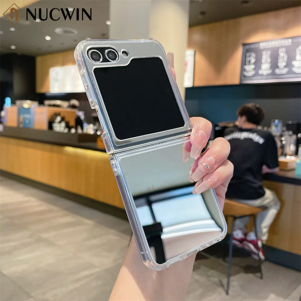 Per Samsung Galaxy Z Flip 5 Fashion Mirror Make Up Case Per Samsung Zflip 5 4 3 Flip5 Flip4 5G Ultra Slim Antiurto Corea Cover