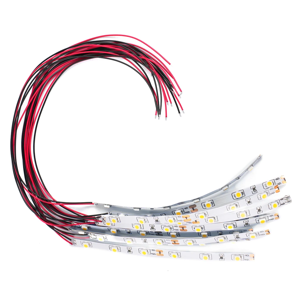 

10pcs Pre Wired White Strip 6 Led SMD LED Light Self-Adhesive Flexible 12V ~ 18V For Model Railroad Track Side Accessories