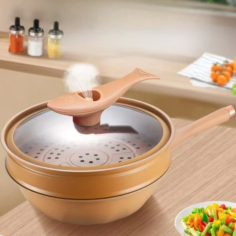Transparent Glass Micropressure Wok Multifunctional Flat Bottom Nonstick Titanium Health Pot Panela De Pressao El&eacute;trica