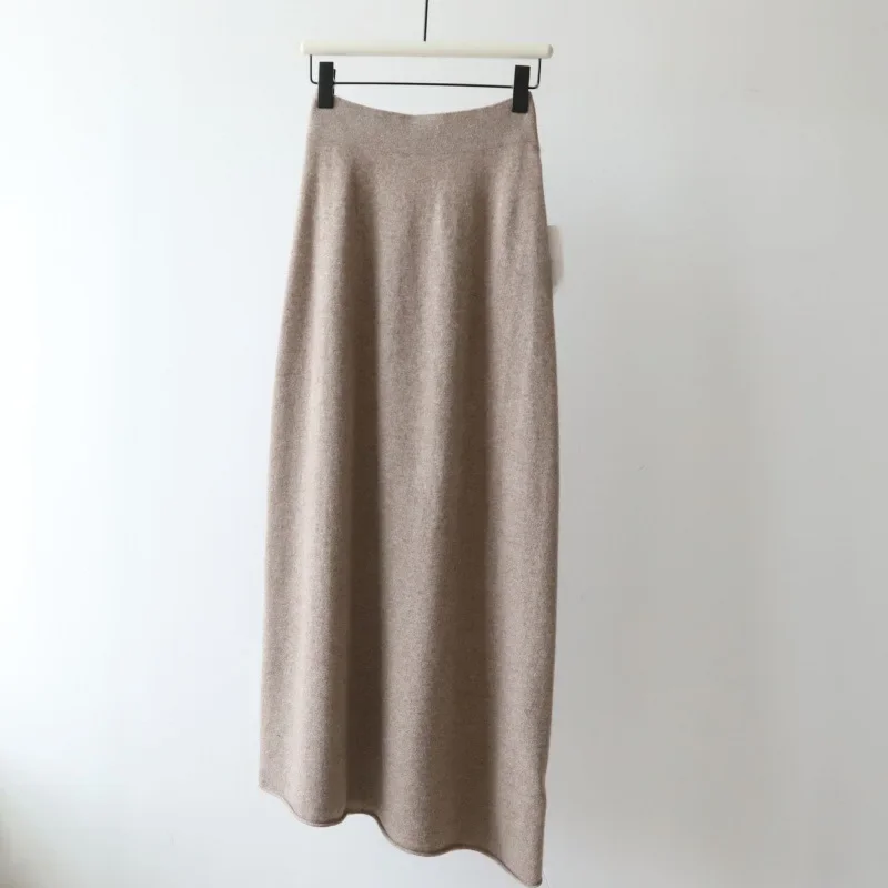 thumbnail image 1 of Falda ajustada de cintura alta para mujer, pantalones largos irregulares, falda cruzada de un solo paso de polar de invierno, 1 of 5