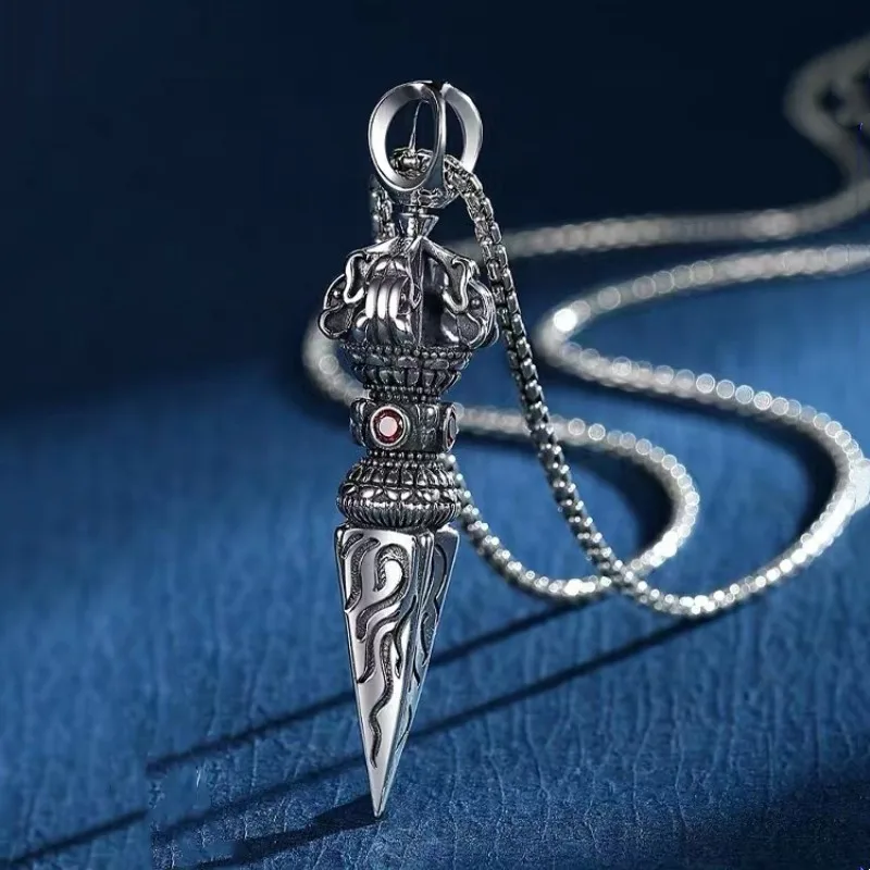 Collier Pendentif Dorjé Vajra - Symbole Bouddhiste/hindou - Chaîne Argentée 45 Cm - Neuf Avec étiquettes