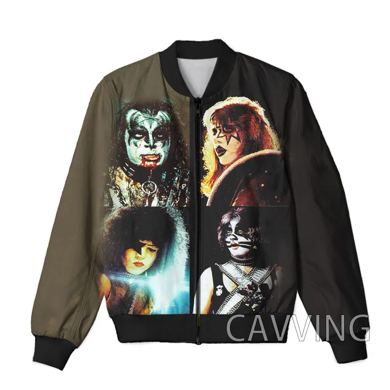 New Fashion Women/Men's  3D Print  KISS Rock Band   Zipper Bomber Jackets Men Overcoat Mens Coat Zip Up Jackets  K02 5