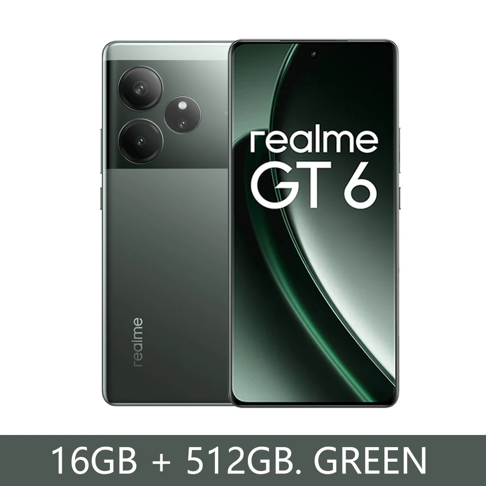 thumbnail image 1 of [Estreno mundial] Realme GT 6 5G Smartphone Procesador Snapdragon 8s Gen 3 Batería de 5500 mAh 120 W Pantalla de 6,78" 120 Hz 6000 nit NFC GT6, 1 of 5