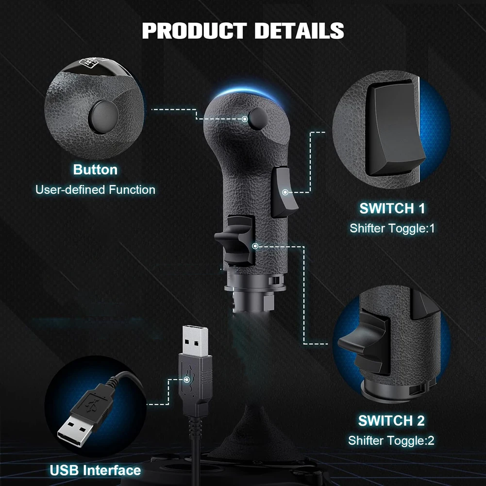 기어 변속 노브 USB PC 시뮬레이션 레이싱 시프터 PC 레이싱 게임 시뮬레이터 시프터 로지텍 G25 G27 G29H TH8A 호환