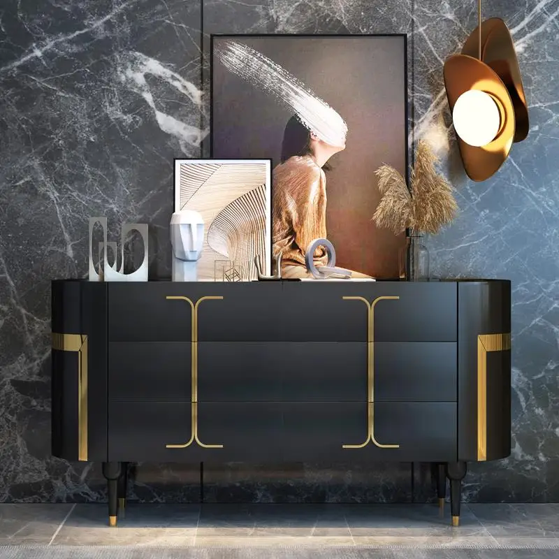Rock Board Display Sideboard With Drawers Wood Storage Cupboard Living Room Home Furniture Dresser China Cabinet For Decoration