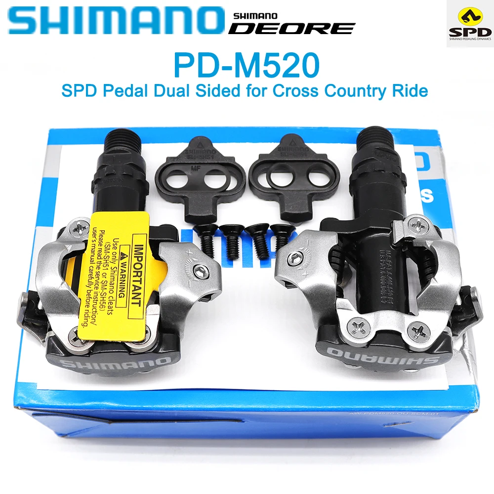 시마노 PD M520 자전거 페달, Deore SLX XT MTB 자전거 자동 잠금 SPD 페달, 은빛 산악 자전거  부품